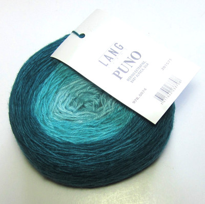 200 gram ball of LANG PUNO Merino Alpaca Silk yarn TEAL GRADIENT #978.0074