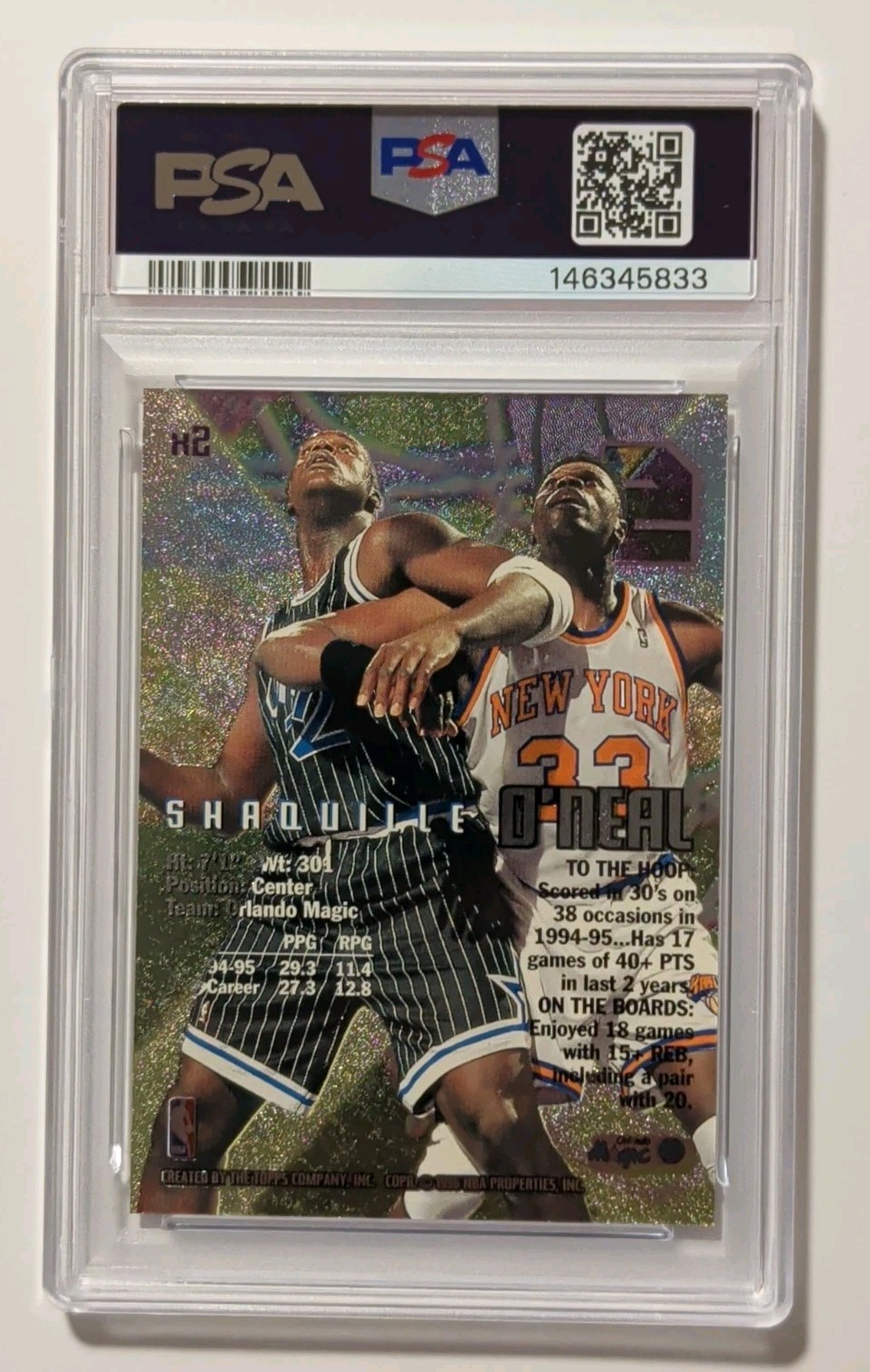 1995 TOPPS STADIUM CLUB X-2 #X2 SHAQUILLE O'NEAL PSA 8 view 2