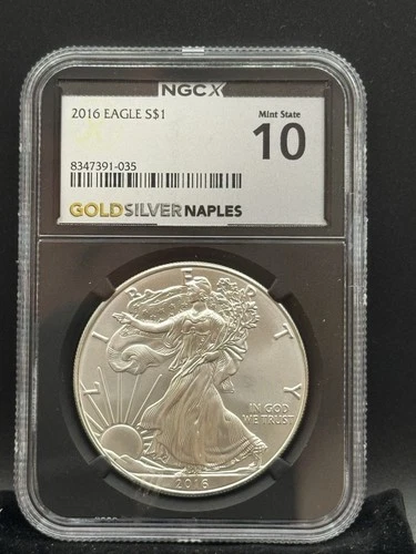2016 Silver Eagle $1 • 1 oz .999 Silver • NGCX MS10 • ASE Slab