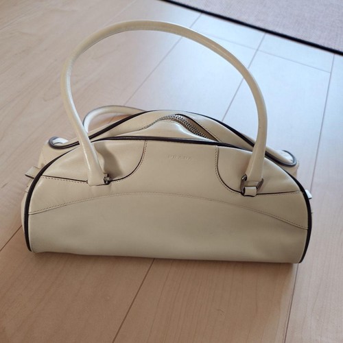 PRADA Old Mini Boston Bag White Off White Beige Vintage