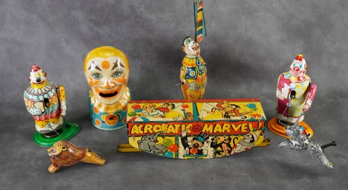 Japanese TPS J Chien Marx Tin Litho Wind Up Clowns & Acrobatic Marvel #W30