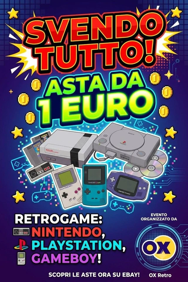 SVENDO TUTTO! ASTA DA 1 EURO RETROGAME: NINTENDO, PLAYSTATION, GAMEBOY!