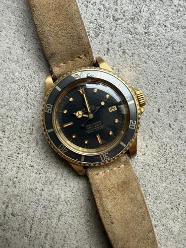 Vintage Rolex Submariner 1680/8 - 18k Yellow Gold - Matte Black Nipple Dial