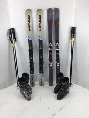 Adult Ski Package Bundle Beginner/Intermediate Skis, Bindings, Boots & Ski Poles