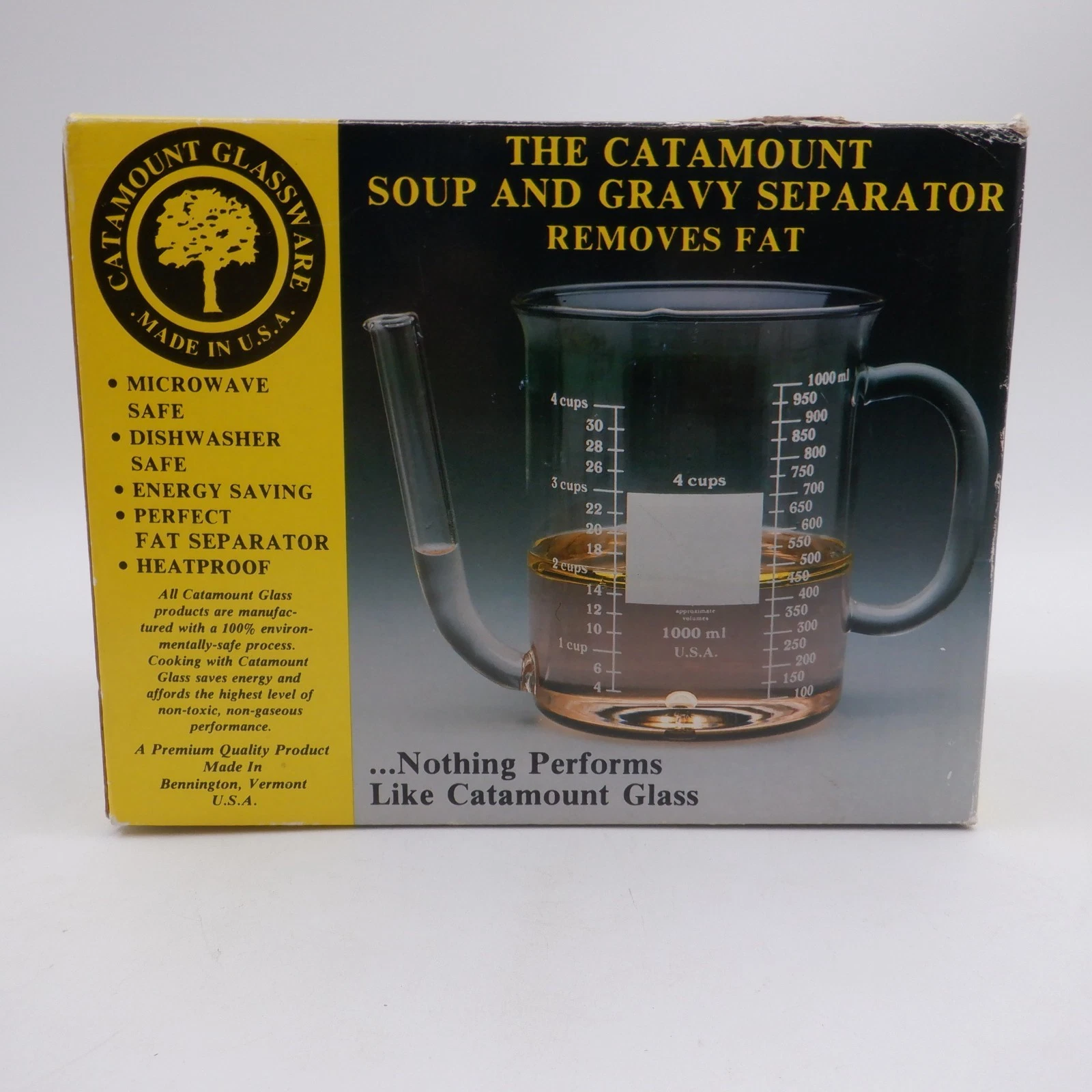 Gravy Separator Catamount Glass Fat Soup Measuring Cup 4 Cups 1000ml 32oz NEW
