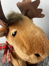 MOOSE with Plaid Bow by Russ Berrie 13" Plush Stuffed Animal
