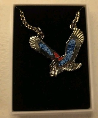 Boardwalk Vintage Crushed Turquoise Eagle Pendent Necklace