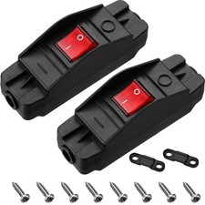 2 Pieces 20A Heavy Duty Inline Cord Switch Black On/Off Rocker with Red LED L...