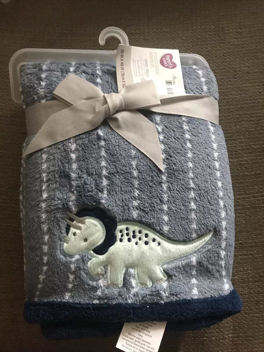 Parents Choice Dinosaur Blanket Plush Infant Baby Blue Green