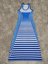 Calvin Klein Maxi Dress Womens 2 Racer Back Blue White Stripe Unlined Tank