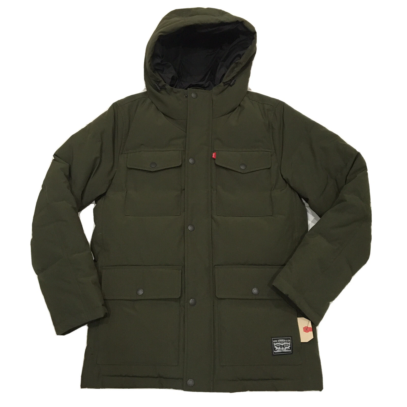 Levi's Jacket Mens Small Olive Green Parka Insulated Hooded Pockets NWT