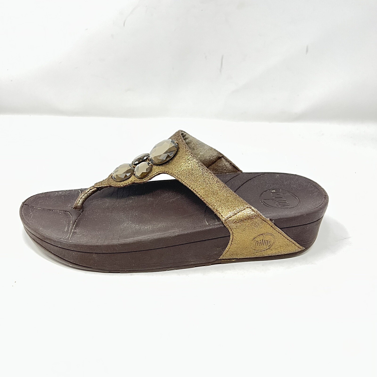 FitFlop Lunetta Womens Size 8 Jewel Metallic Glitter Flip Flops Thong Sandals