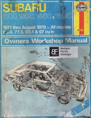Haynes Manuals Subaru 1100 1300 1400 1600 Manual # 237 1971 - 1979 MN311