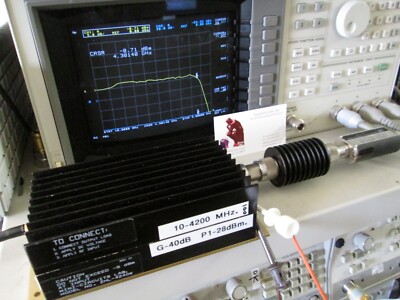 Wide Band RF Power Amplifier 10MHz to 4.2 GHz 6 Watt 39dB gain +/-1.3dB flatness