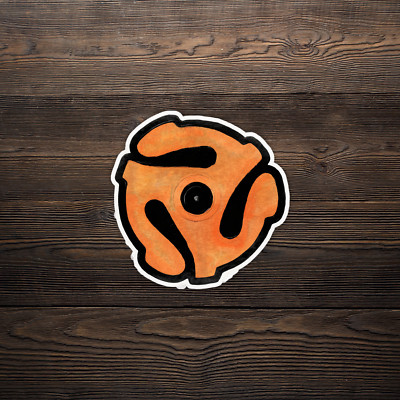 Vibrant Orange & Black 45 RPM Vinyl Record Adapter Sticker #1226