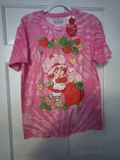 WildBrain UnisexT-Shirt Strawberry Shortcake Pink/White Tie Dye Size M NEW