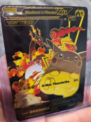Charizard & Pikachu Vmax Black Foil Fan Art Vinyl Collector Pokemon Card - Bild 3 von 5
