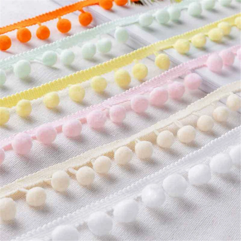 1 Yds Pompom Lace Trim Ball MINI  Fringe Ribbon Sewing  Kintted Handmade Fabric - Image 3 of 4