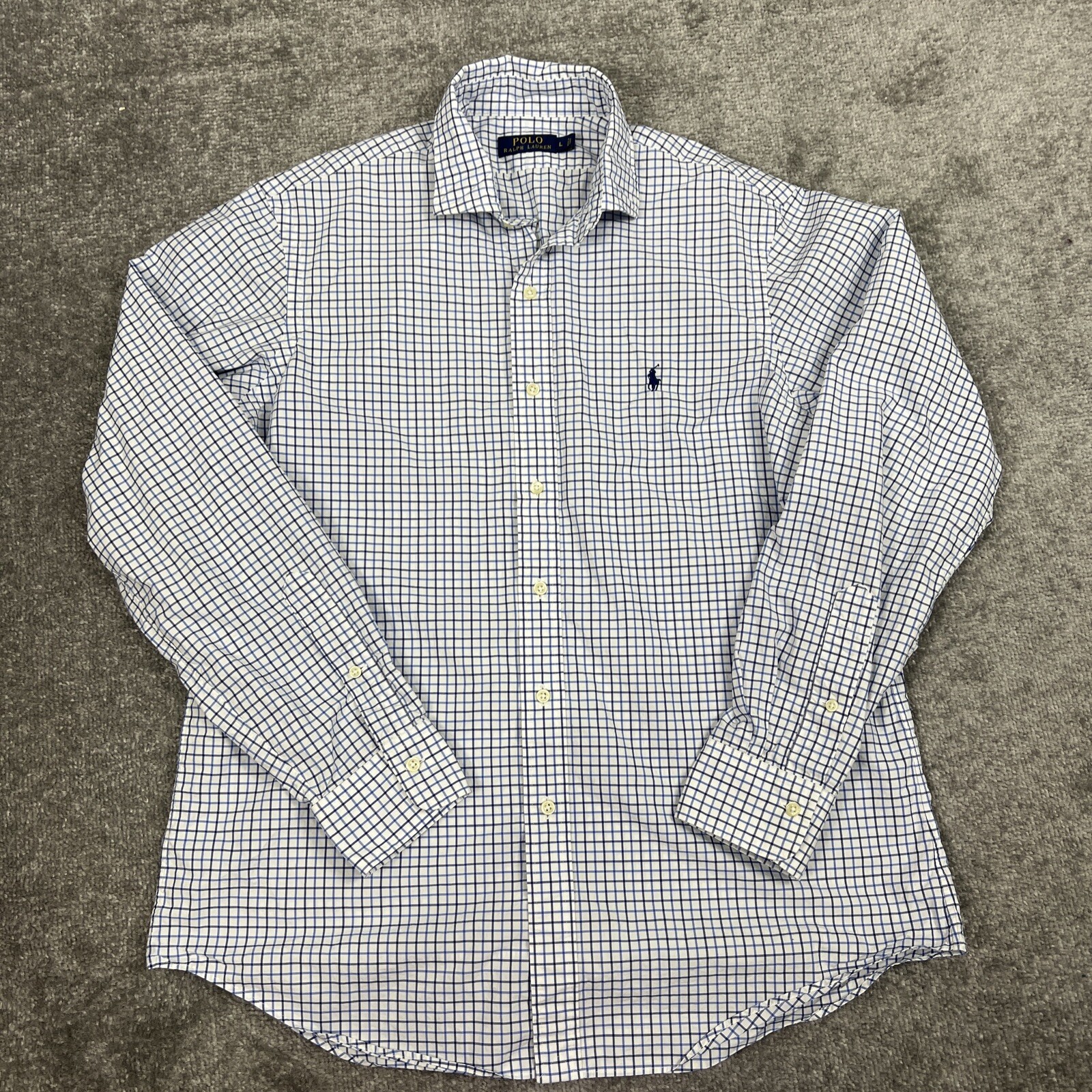 Polo Ralph Lauren Camicia da Uomo Grande Blu Picnic Quadri Cotone Bottone Pony