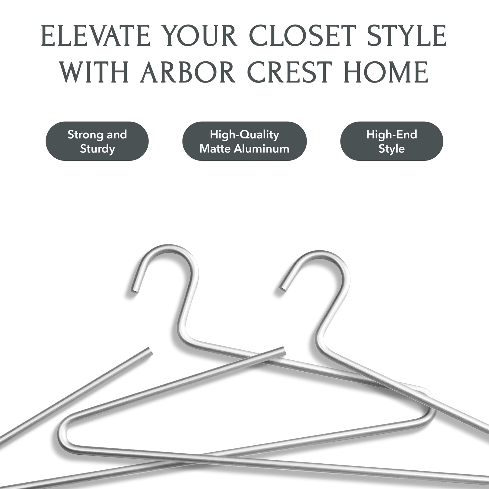 Silver Metal Hangers Matte Aluminum Heavy-Duty Luxury 17-Inch 5-Pack