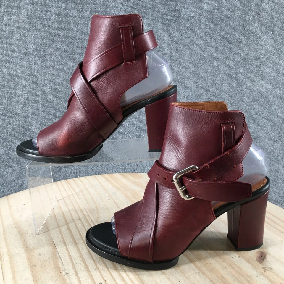 & Other Stories Botas Mujer 38 Punta Abierta Botines Tacones Informales Cuero Rojo Foto 2 de 4