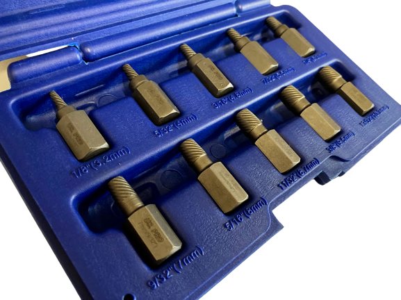 1/2"" Screw Stud Extractor Remover Set Reverse Thread Easy Out 3-10.3mm 10pc 2622