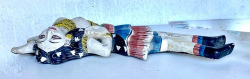 Pr Colorful Hand Carved & Painted Wood Women Wall Plaques; Indonesia, 20+" Long - Picture 14 of 21