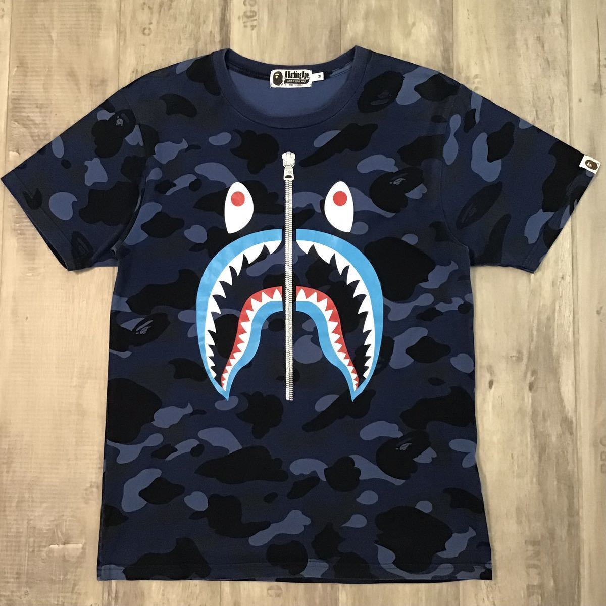 BAPE Shark T-shirt Blue camo A Bathing Ape Size M