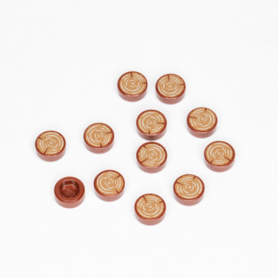 12x LEGO   tile 1x1 round tree trunk printed reddish brown (98138pb042) new