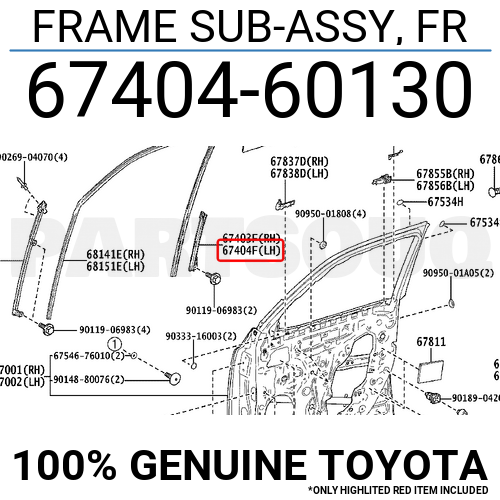 6740460130 Genuine Toyota FRAME SUB-ASSY, FR 67404-60130 | eBay