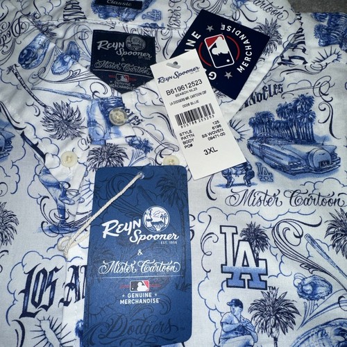 NWT Reyn Spooner Mister Cartoon Los Angeles Dodgers Colab Hawaiian Shirt Sz 3XL - Picture 7 of 16