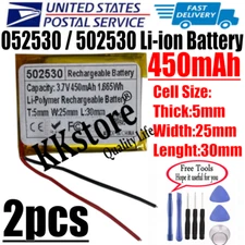 USPS 2pcs/Lots Genuine 052530 / 502530 450mAh Li-ion Rechargeable Battery 