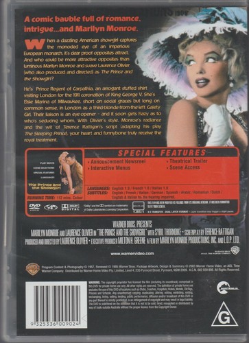 1 X DVD MOVIE ZONE 4 PAL AUST MARILYN MONROE IN THE PRINCE AND THE SHOWGIRL - Picture 2 of 3