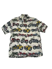 Vintage Paradise Found Hawaiian Shirt Men’s Small Motorcycles Aloha Camp Biker