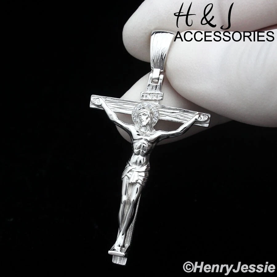 PLATA ESTERLINA 925 SIMPLE LISO CRUZ DE JESUCRISTO CRUCIFIJO COLGANTE*SP423 Foto 2 de 4