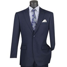 BIG  TALL Men's Navy Blue 2-Button Suit w/ Adjustable Waistband, Reg-Fit NWT