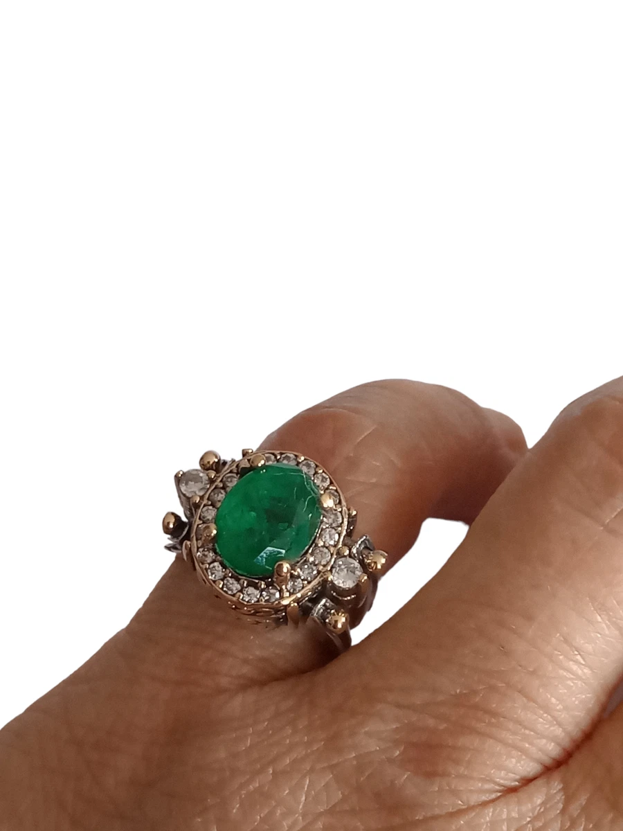 Turkish 925 Sterling Silver and Bronze Aquamarine Oval Reversible
