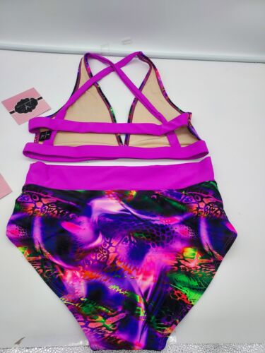 Kandi Kouture Set Teen Size Large 8/9 Bra Top Briefs Jungle Animal Print Purple - Picture 5 of 8