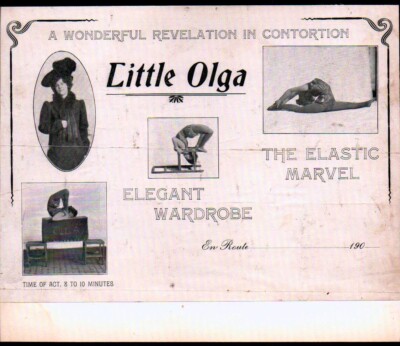 Vaudeville c1900 - Little Olga - Elastic ACROBAT  - EX Rare Letter Head Bill