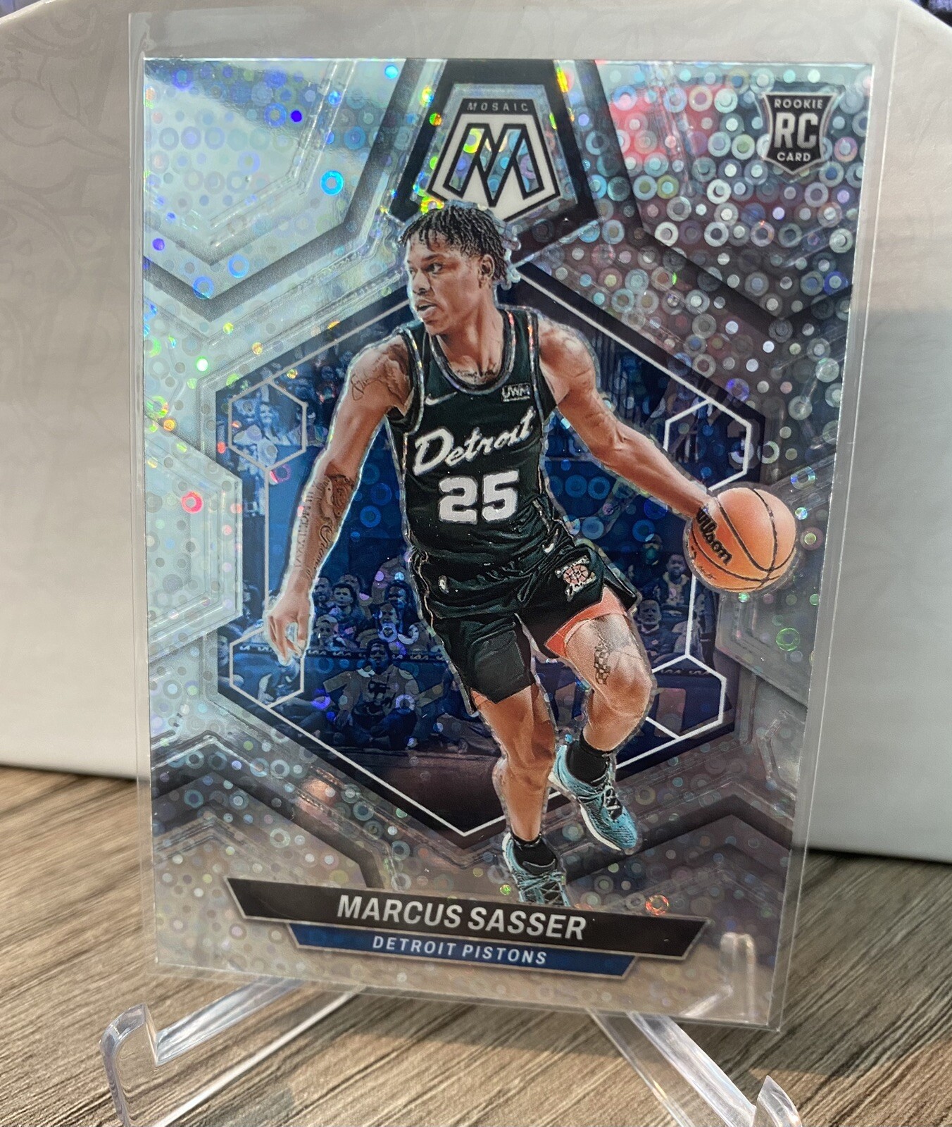 2023-24 Panini Mosaic Marcus Sasser RC Fast Break Silver Disco No. 229 Pistons