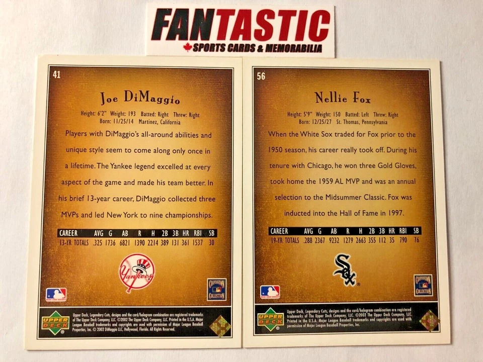 2002 Upper Deck SP Legendary Cuts Baseball Card YOU PICK - Image 2 of 2