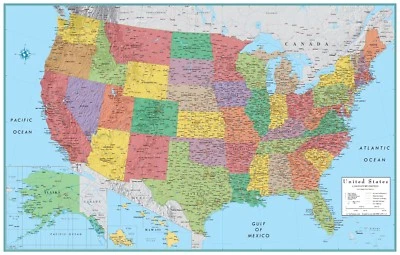 RMC 32" x 50" United States Wall Map Signature Series Wall Map Poster Mural XL