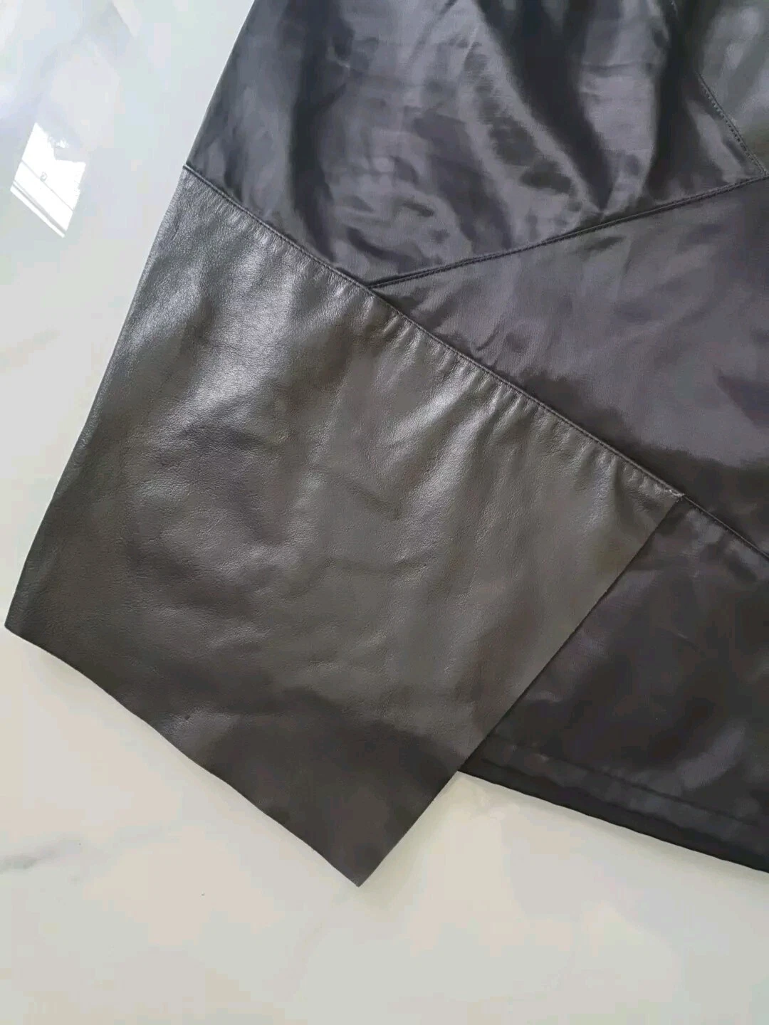 Gonna a matita Versace Sport vera pelle patchwork nera asimmetrica IT44 UK14 US8