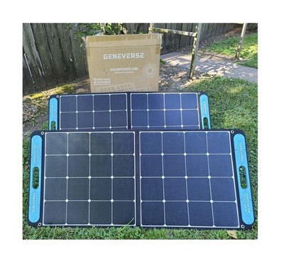 NIB Geneverse 100W Solarpower One (2) Portable Solar Panels Foldable Waterproof