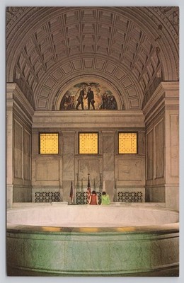 Grant's Tomb NYC Crypt Plastichrome Postcard Grant at Appomattox Mural