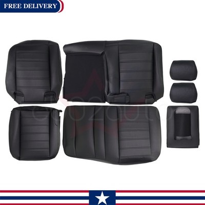 FOR 2003-2007 Hummer H2 REAR Row Bench Driver Passenger Leather Seat Cover Black