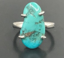 Sleeping Beauty Turquoise ring, solid Sterling Silver, uk size N. Natural. New