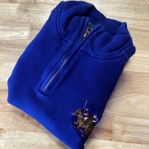 Boys Polo Ralph Lauren 1/4 Zip Big Pony Sweater - Blue - Small (8-10)