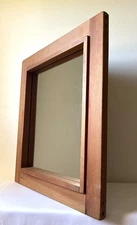 Ron Fisher Vtg American Country Solid Heavy Oak 23x26 Handmade Wood Wall Mirror