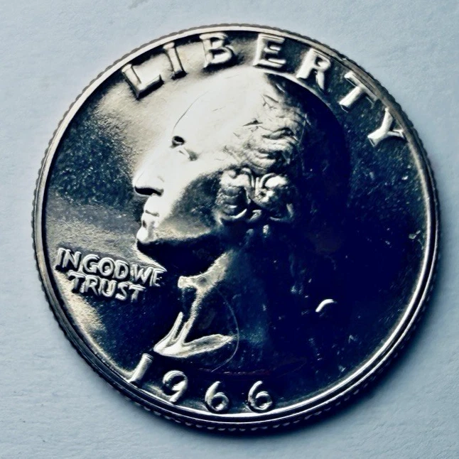 1966 GEM BU Washington 25c ~ Mirror Like Proof ~ Toned ~ Nice! ~ Y14 - Image 3 of 3